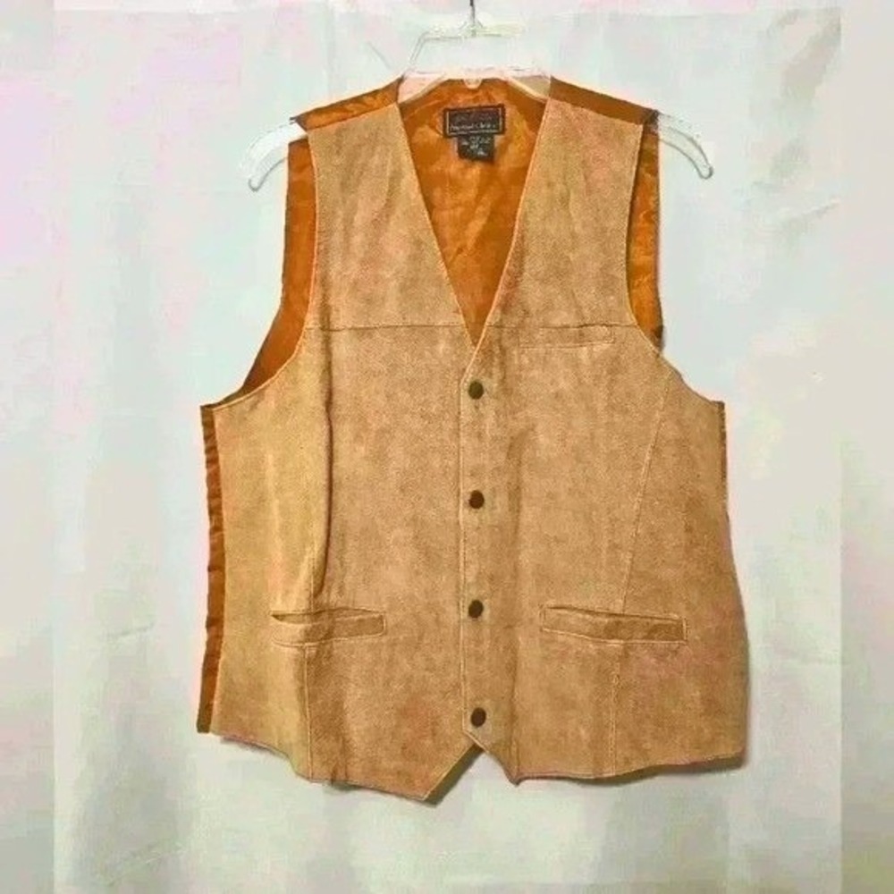 Vintage John L Blair Personal Choice Mens Tan/Camel Suede Snap Front Vest Large